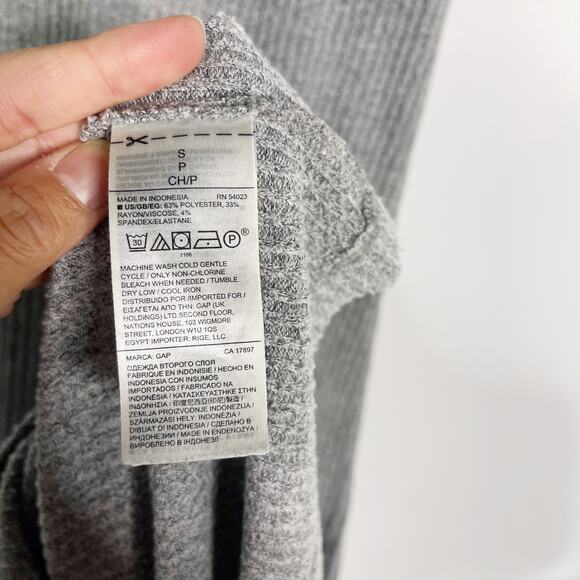 Gap Small S Gray Heather Marled Ribbed Tank Midi Dress Scoop Neck Racerback - Picture 8 of 9